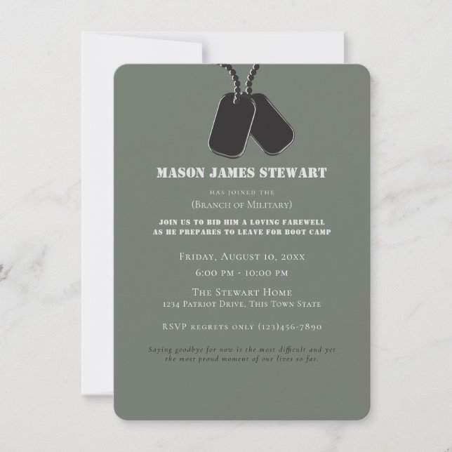 Militär sändning av Hundbrickor - fotoinbjudan Inbjudningar (Framsida)