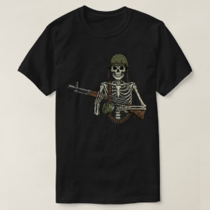 Militär skelett med pistol t shirt