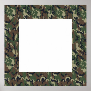 Militär skogskamouflage med vit bakgrund poster