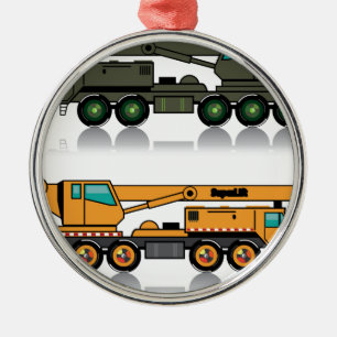 Militär skurkrollkranlastbil julgransprydnad metall