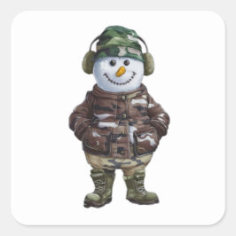 Militär Snömannen Fyrkantigt Klistermärke