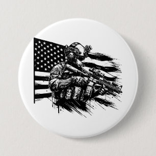 Militär soldat American USA flagga Patriotic Art Knapp