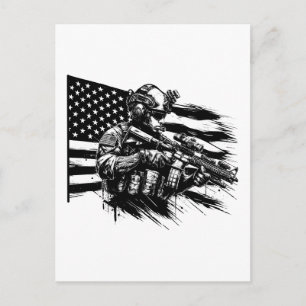 Militär soldat American USA flagga Patriotic Art Vykort
