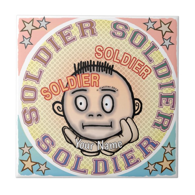 Militär soldat bricka kakelplatta (Framsidan)