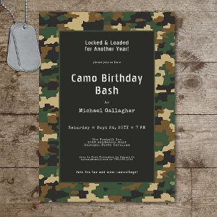 Militär soldat Camouflage Birthday Inbjudningar