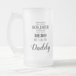 Militär soldat Hero pappa Fars dag Photo Frostat Ölglas