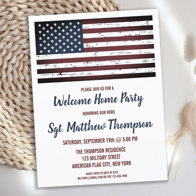 Militär soldat Homecoming Patriotic America Flagga Meddelande Vykort (Skapare uppladdad)