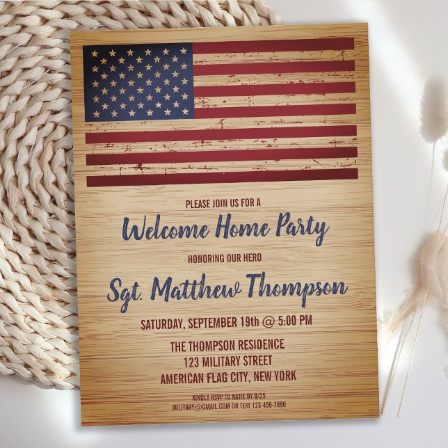 Militär soldat Homecoming Patriotic America Flagga Meddelande Vykort (Skapare uppladdad)