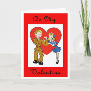 Militär soldat och flicka Valentine Card Helgkort