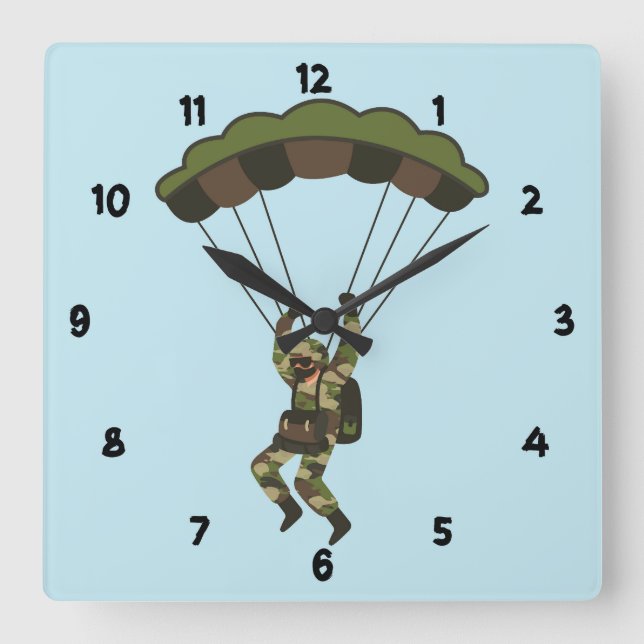 Militär soldat/Paratrooper Fyrkantig Klocka (Framsida)