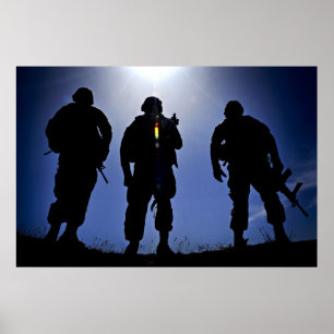 Militär soldat Silhouettes Poster