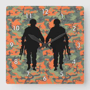 Militär soldat/Warrior Silhouette med Camo Fyrkantig Klocka