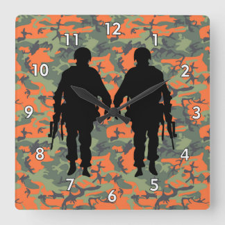 Militär soldat/Warrior Silhouette med Camo Fyrkantig Klocka