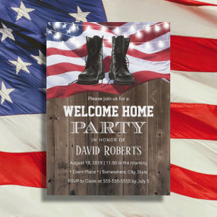 Militär Solider Homecoming Party Rustic USA flagga Inbjudningar