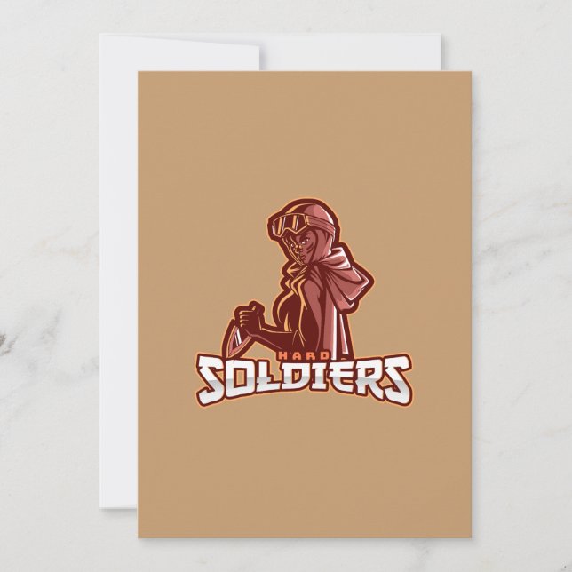 Militär spel emblem | Hjältelogotyp för krigare Inbjudningar (Framsida)