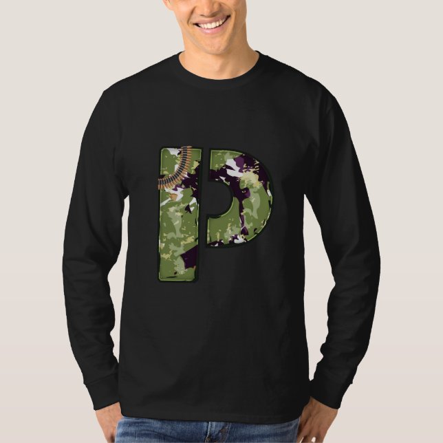 Militär stil brev av P  T Shirt (Framsida)
