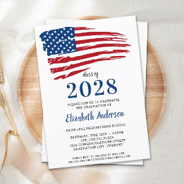 Militär Studenten American Flagga Usa Patriotic Inbjudan Vykort