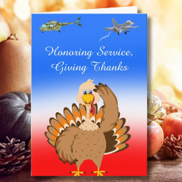 Militär Thanksgiving Kalkon som Saluterar Kort