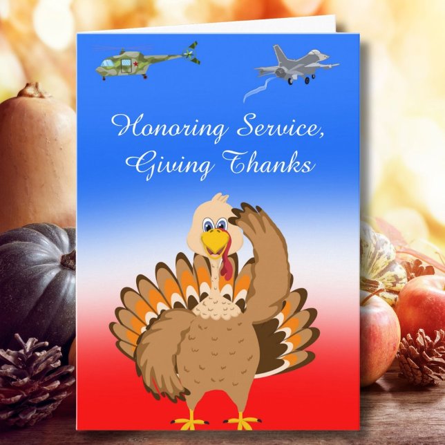 Militär Thanksgiving Kalkon som Saluterar  Kort (Skapare uppladdad)