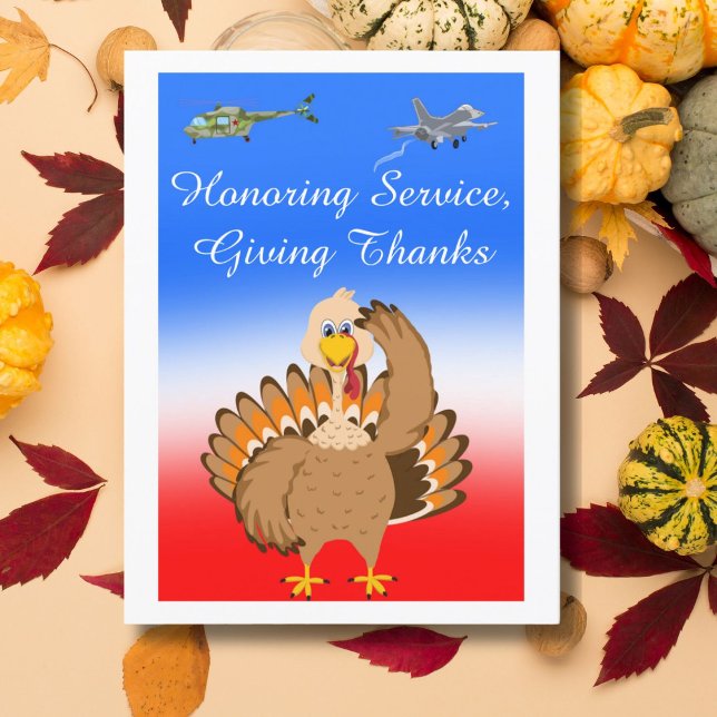 Militär Thanksgiving Kalkon som Saluterar  Vykort (Skapare uppladdad)