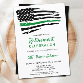 Militär Thin Grönt Line American Flagga Pension Inbjudningar