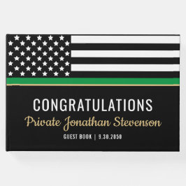Militär Thin Grönt Line American Flagga Studenten Gästböcker