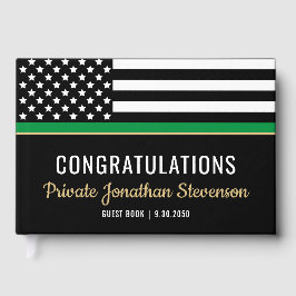 Militär Thin Grönt Line American Flagga Studenten Gästböcker