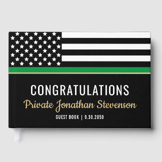 Militär Thin Grönt Line American Flagga Studenten Gästböcker