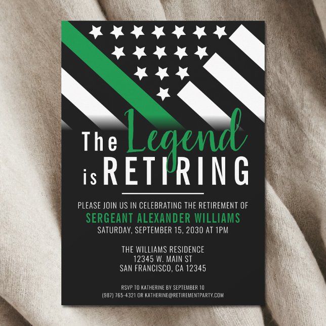 Militär Thin Grönt Line Army Pension Party Inbjudningar (Military Thin Green Line Army Retirement Party Invitation)