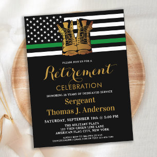 Militär Thin Grönt Line Boots Pension Party Vykort