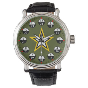 Militär tid 24 timmars armbandsur