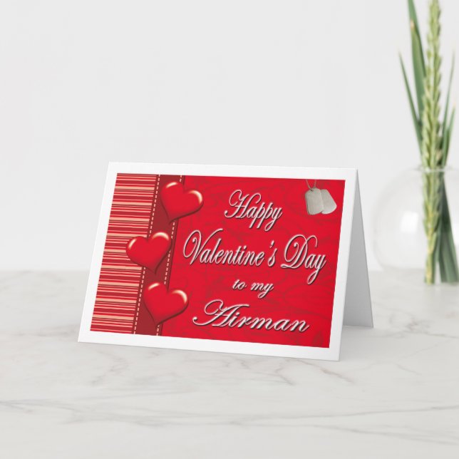 Militär till mitt Airman Hearts Valentine Card Helgkort (Framsida)