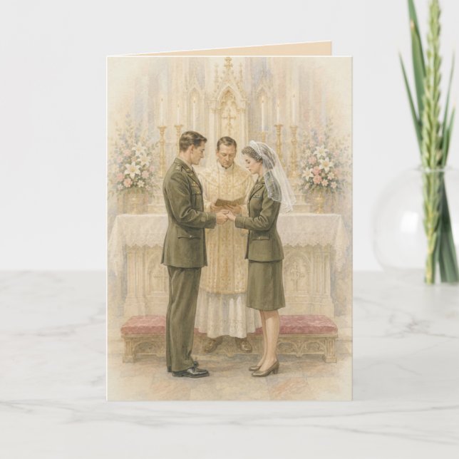Militär tjänsteuniform Elegant bröllopsceremoni Inbjudan (Framsida)