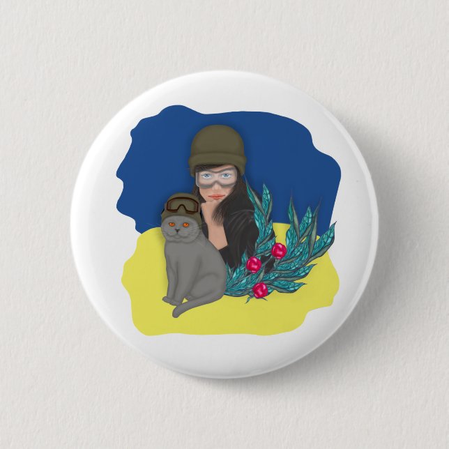 Militär ukrainsk kvinna knapp (Framsida)