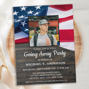Militär utflykt Party Patriotic American Flagga Inbjudan Vykort