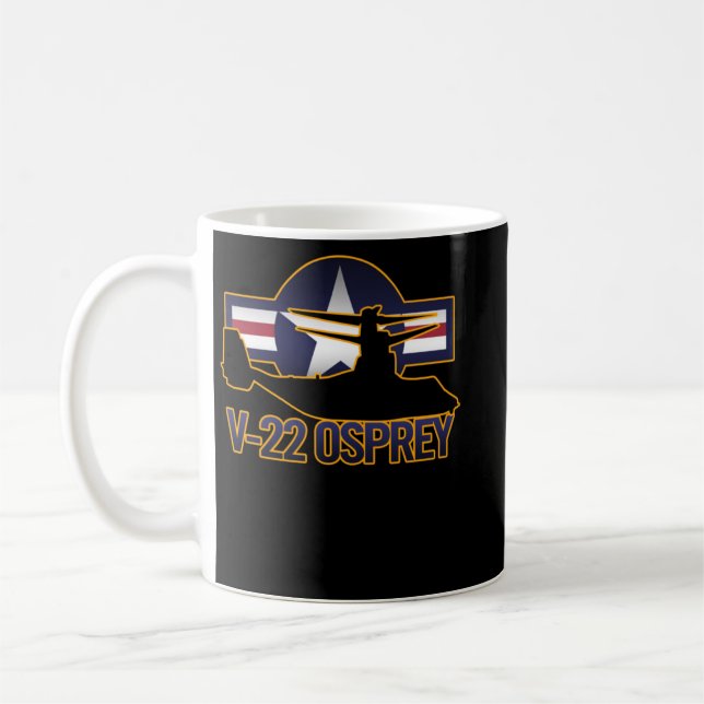 Militär V22 Osprey Aircraft Silhouette med USA R Kaffemugg (Vänster)