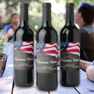 Militär Välkommen hem Party Förenta staterna, amer Vinflaska Etikett
