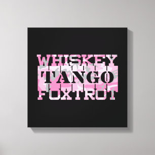 Militär Whiskey Tango Foxtrot Rosa Camo Canvastryck