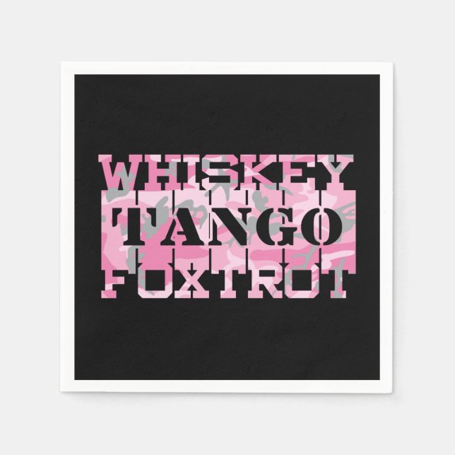 Militär Whiskey Tango Foxtrot Rosa Camo Pappersservett (Framsidan)