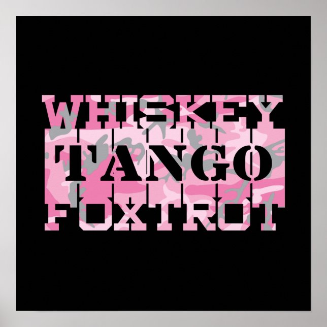 Militär Whiskey Tango Foxtrot Rosa Camo Poster (Framsidan)