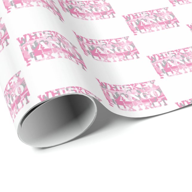 Militär Whiskey Tango Foxtrot Rosa Camo Presentpapper (Rullad Hörn)