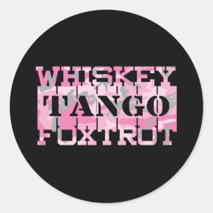 Militär Whiskey Tango Foxtrot Rosa Camo Runt Klistermärke