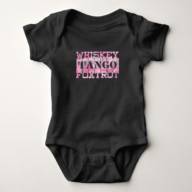 Militär Whiskey Tango Foxtrot Rosa Kamouflage T Shirt (Framsida)