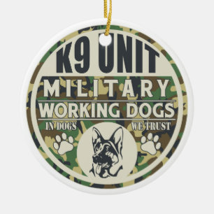 Militära arbetehundar för enhet K9 Julgransprydnad Keramik
