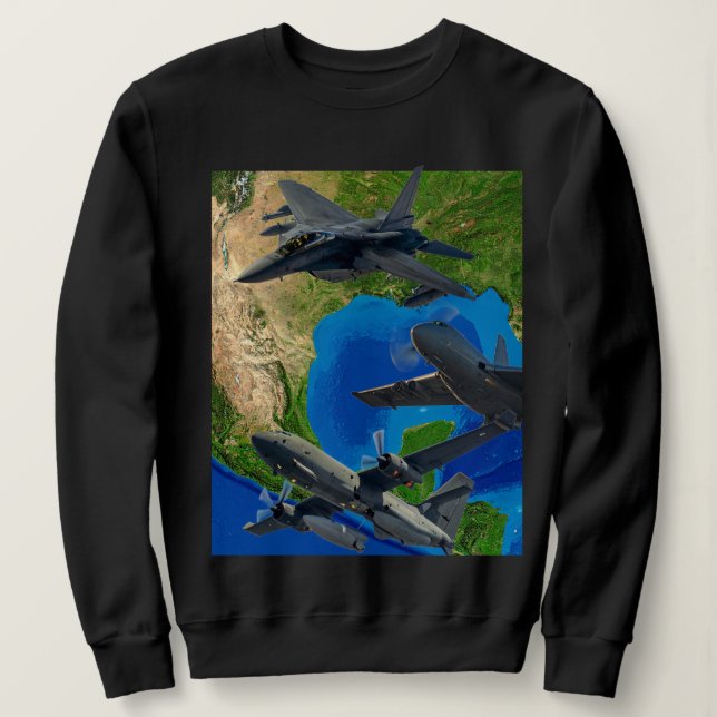 Militära flygplan över duk t shirt (Design framsida)