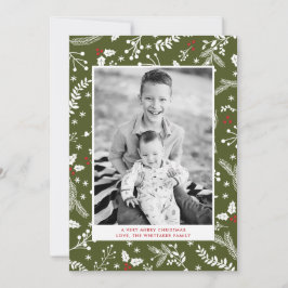 Militära gröna bär julfirande platt kort