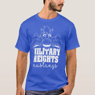 Militära höjder Mustangs vita på blå T Shirt