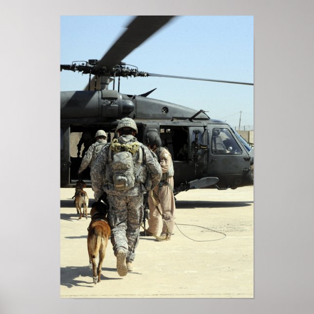 Militära hund ombord på en helikopter poster (Framsidan)