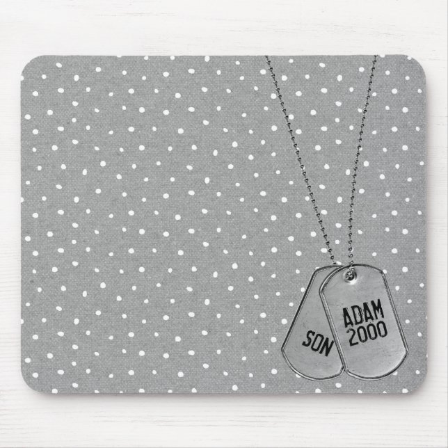 Militära Hundbrickor i Polka dots Musmatta (Framsidan)