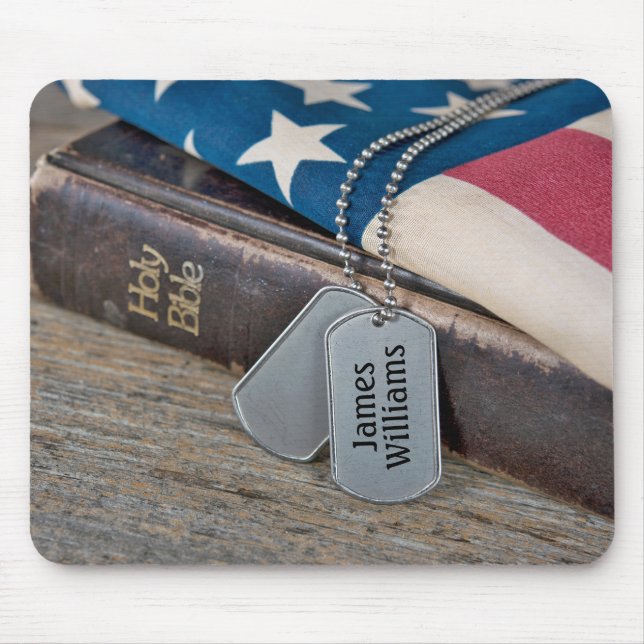 Militära Hundbrickor med Namn Musmatta (Framsidan)